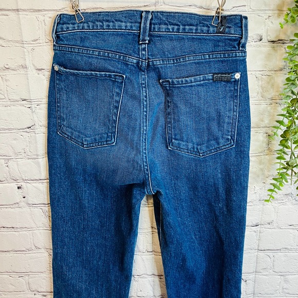 7 For All Mankind Jeans 26 High Rise Track Striped Skinny Tux Denim - Picture 6 of 10